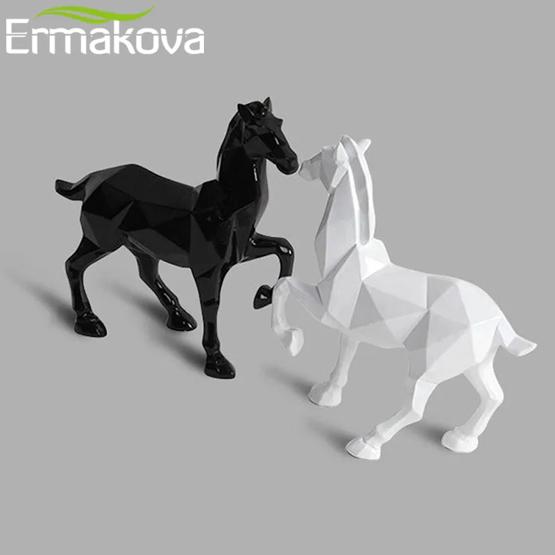 

Статуя лошади ERMAKOVA в современном абстрактном геометрическом стиле, статуэтка лошади из смолы, фигурка животного, аксессуары для украшения ...