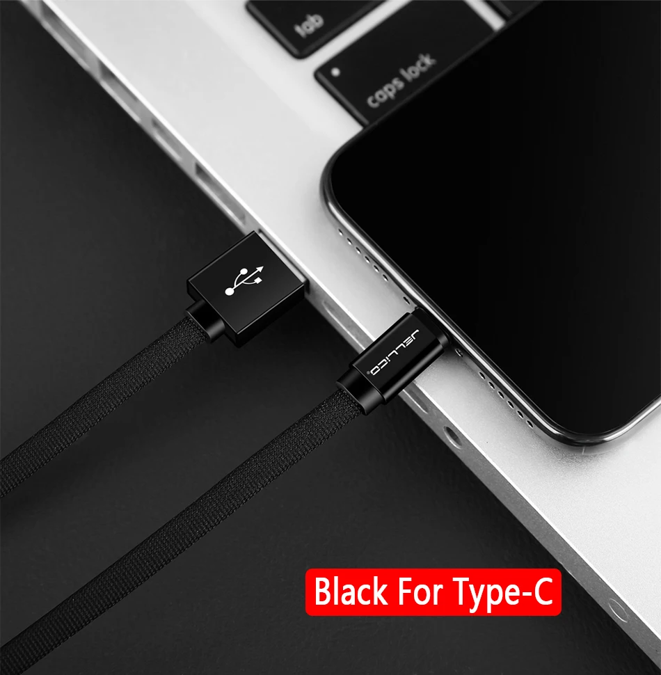 Black For Type-C Jellico 1 м Micro Lightning type C USB кабель для быстрой зарядки для iPhone Xiaomi huawei кабель для передачи данных для мобильного телефона для usb type-C - Цвет: Black For Type-C
