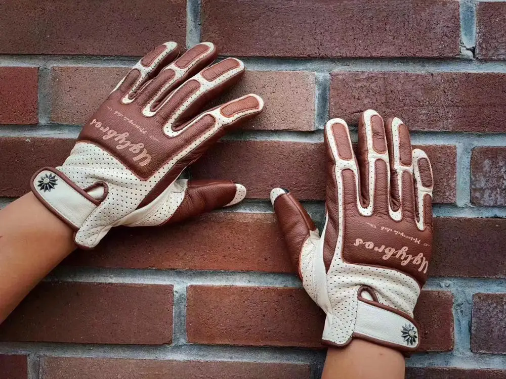 Men's Motorcycle Urban NeoRetro Vintage Leather Glove Touchscreen chrysanthemum button uglyBROS | Автомобили и мотоциклы