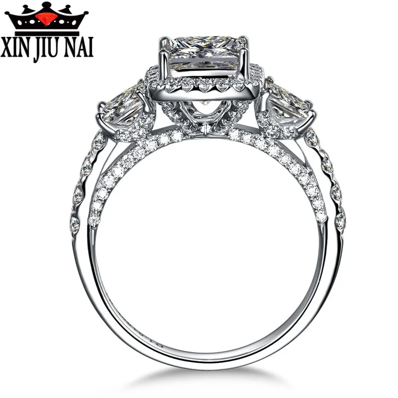 

925 sterling silver Luxurious ladies with full and micro-inlays square D-shaped diamond, moon goddess of the engagement ring