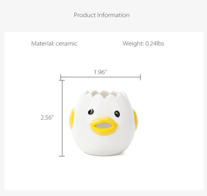 

Creative Cartoon Chicken Egg Yolk White Separator Ceramics Ceramic Cartoon Chick Egg Separator Dining Cooking Kitchen Gadget