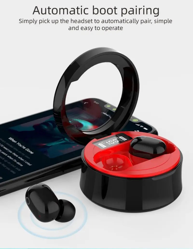 SMS-T10 Bluetooth Headset Touch Control Digital Display TWS Wireless Noise Reduction Music Hands-free Call Sports | Электроника