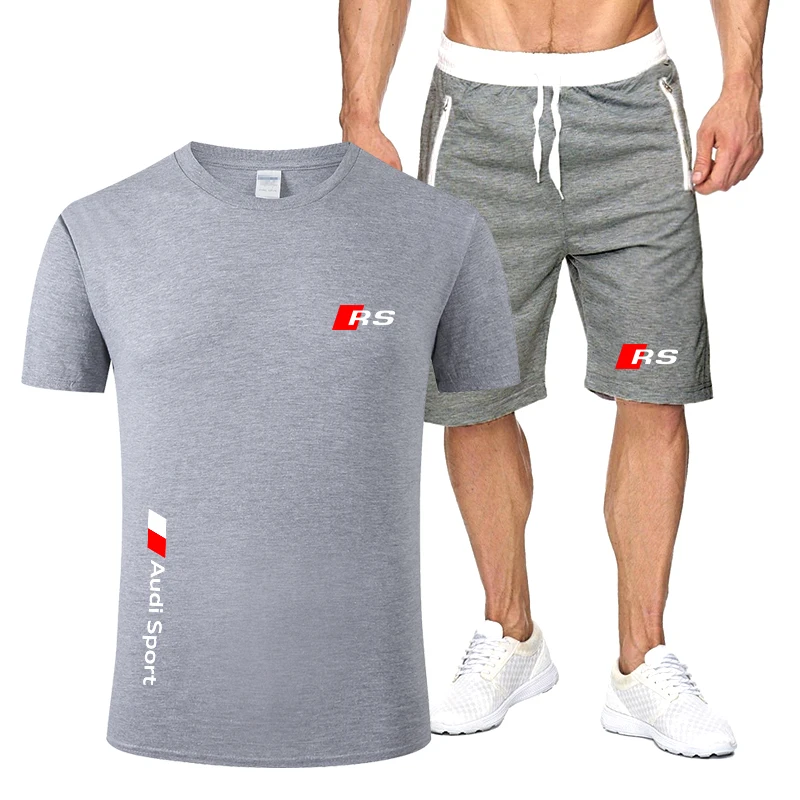 

Summer Men's Suit Track Suit Sportswear Fashion Casual Brand Men's Sports Shirt Short-sleeved T-shirt 2-piece Set 2021 Men