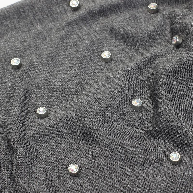 

2020 casual Winter Autumn Beanie Hat Solid Color Skull Caps For Adults Cotton Woman Beanies With Rhinestone Beads Accessory