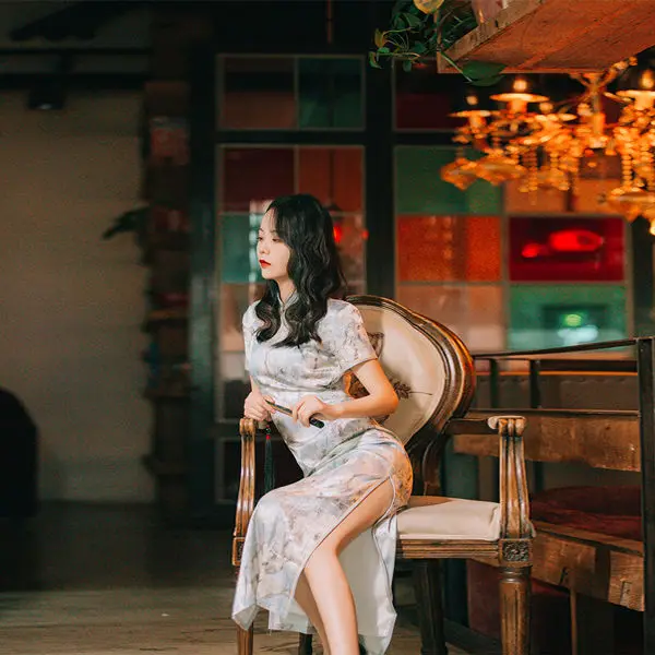 Женское винтажное вечернее платье-Ципао праздничное китайское традиционное