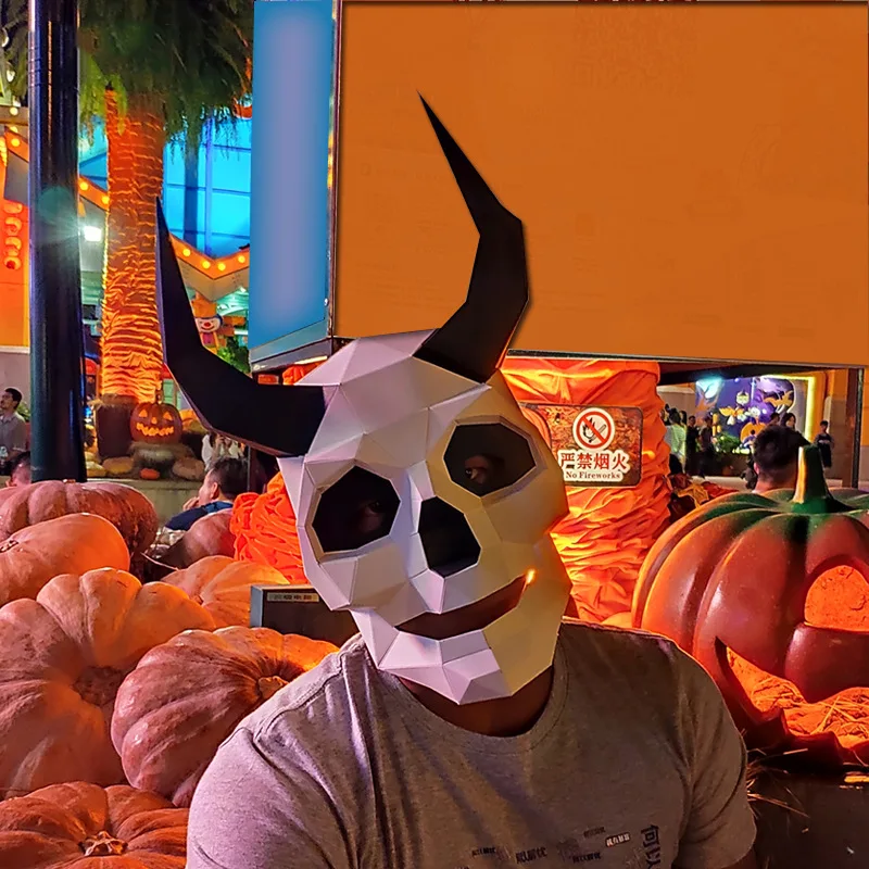 3D Бумажная Маска Hallowen Череп Демон череп творческая самодельная маска бумажная