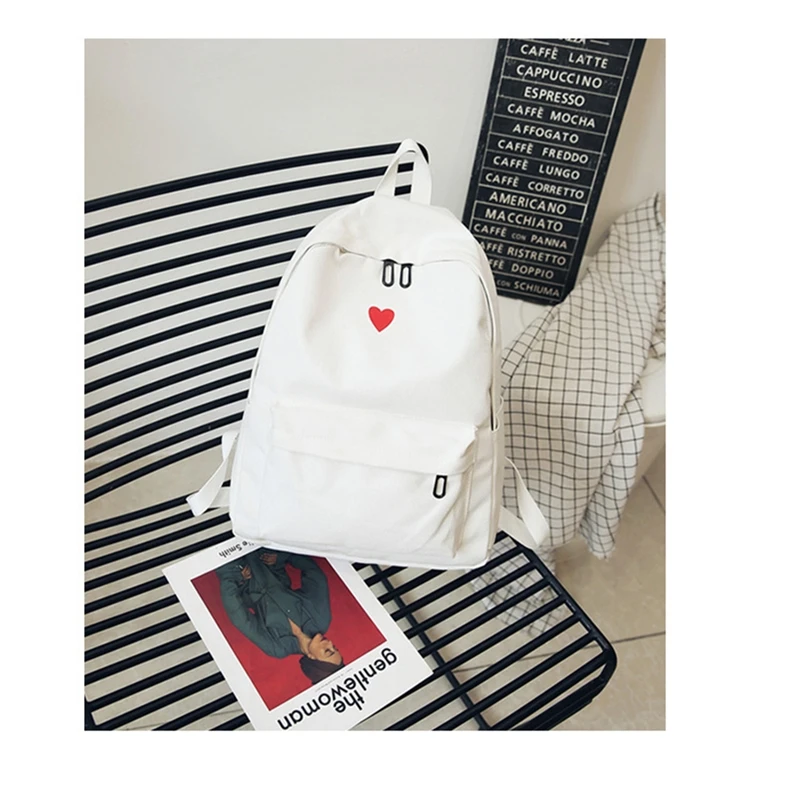 

Solid Color Backpack For Women 2020 Waterproof Nylon Love Decor Travel Backpacks Large Capacity School Bag For Teenage 2pcs
