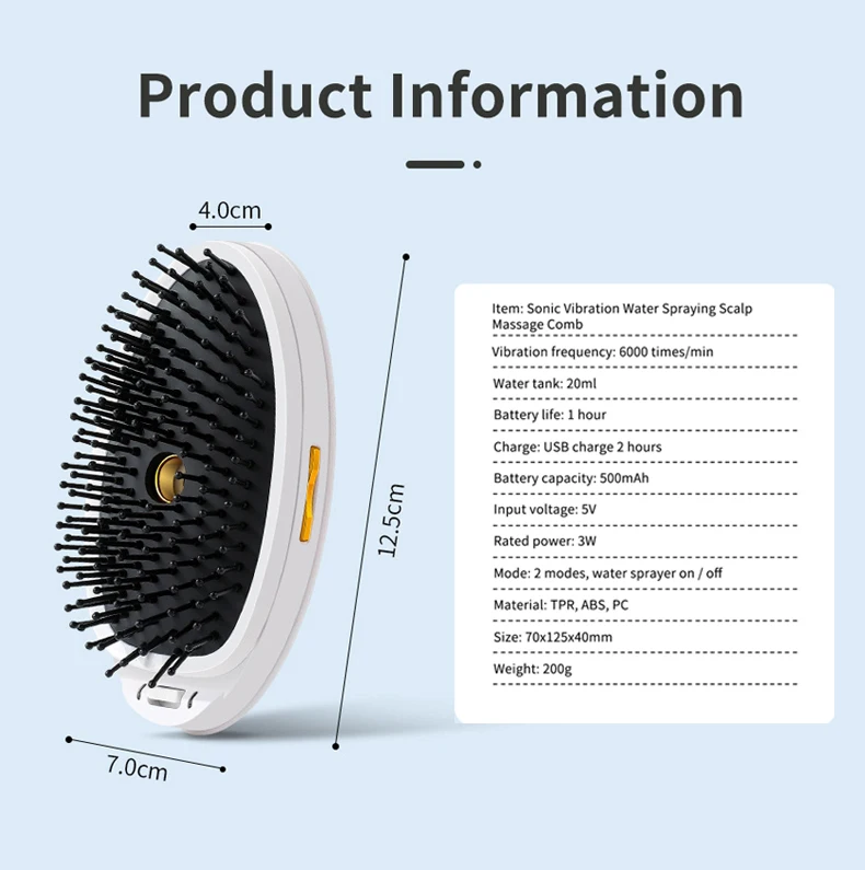 

Portable electric shaver, equipped with massage sprayer, sonic head, Scalp Massager, moisturizing hair brush, USB charging