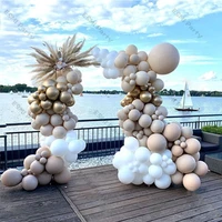 doubled apricot balloons garland diy wedding party decoration matte white gold ballon arch anniversary baby shower decor