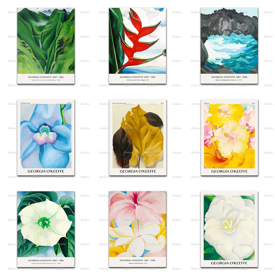 

Georgia O'Keeffe Exhibition Poster, Music, Floral Wall Art Decor, Gift Idea, Home Living Room Decor Canvas Wall Art Prints
