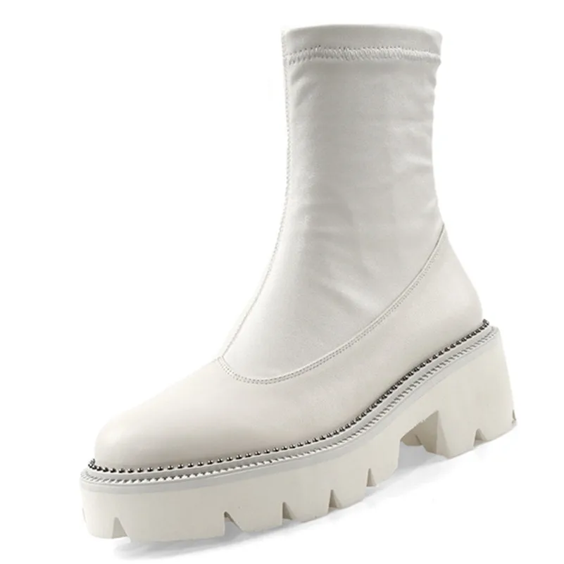 GCYFWJ/Классические ботинки на платформе с круглым носком женские ботильоны из натуральной кожи женские полусапожки «Челси» большого размера Женская обувь для вечеринок