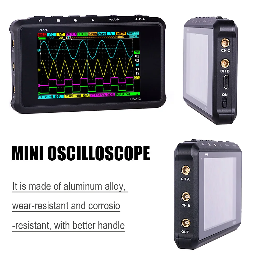 DS213 Портативный цифровой осциллограф 4 канальный 100 мс/с MINI Nano ЖК дисплей Экран