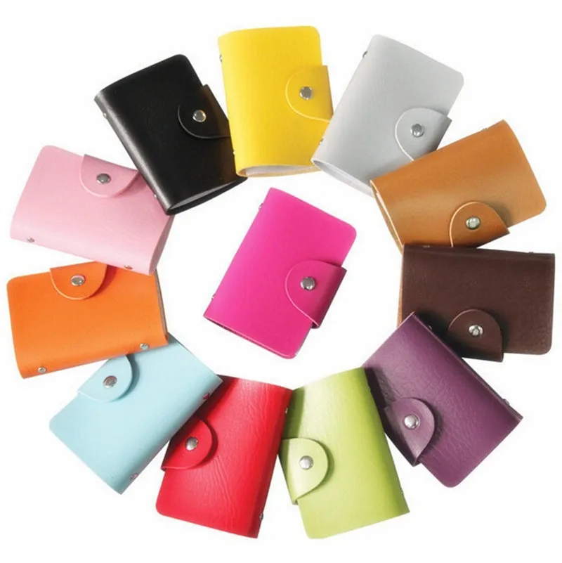 Мужской и женский кожаный чехол с 24 отделениями для карт держатель кошелек