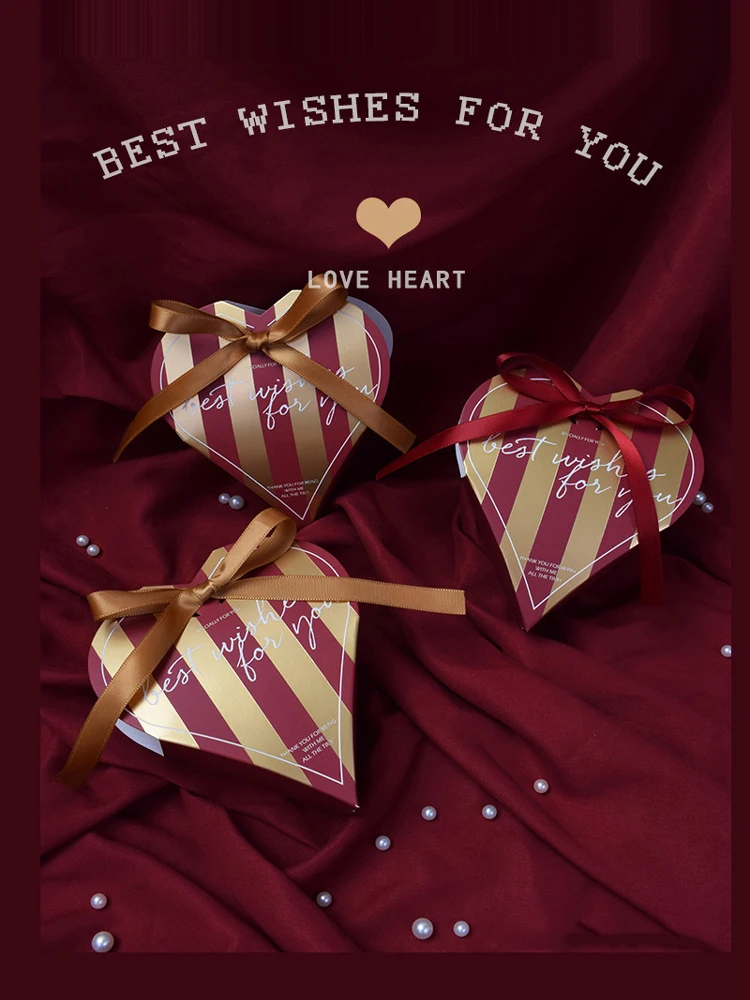 Высокое качество сердце любовь Лазерная полосатая позолоченная Подарочная