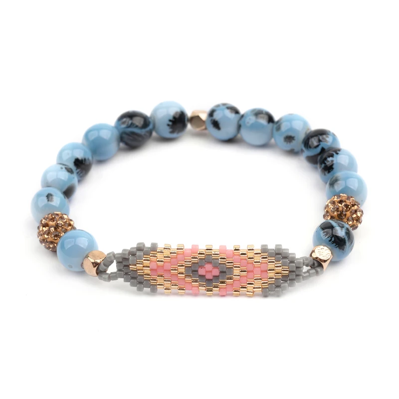 bracelet 1 BOJIU 4 цвета натуральный камень браслет для женщин Модный Турецкий Дурной глаз кубический циркон бусины Шарм Ювелирный женский браслет BC222 - Окраска металла: bracelet 1