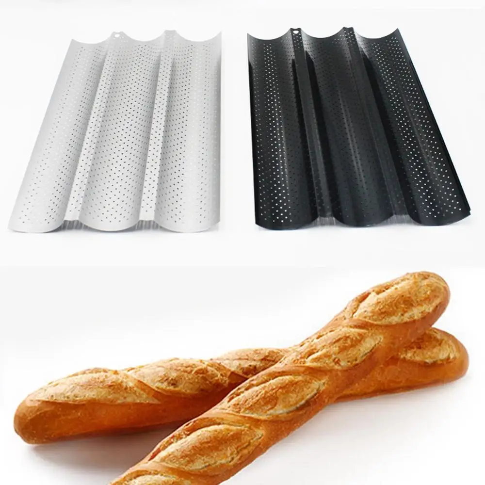 Stainless Steel Baking Tray Perforated French Bread Pan Non Stick 2 3 4 Groove Baguette Mold Cake Form Accessories |