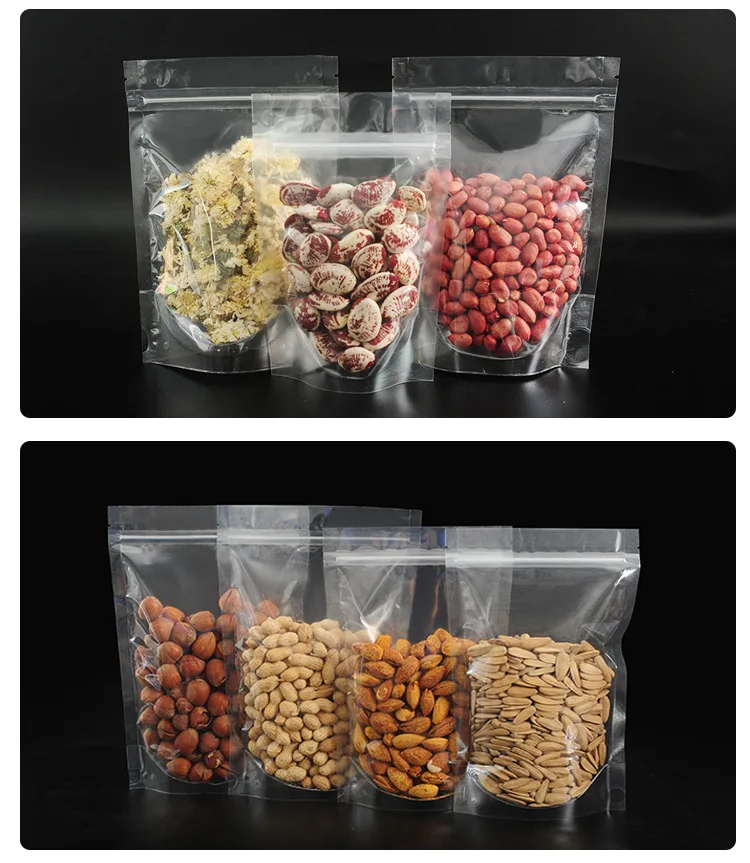 100 шт./лот Пластик стоячий на молнии Топ ясно Еда сумка для хранения повторно