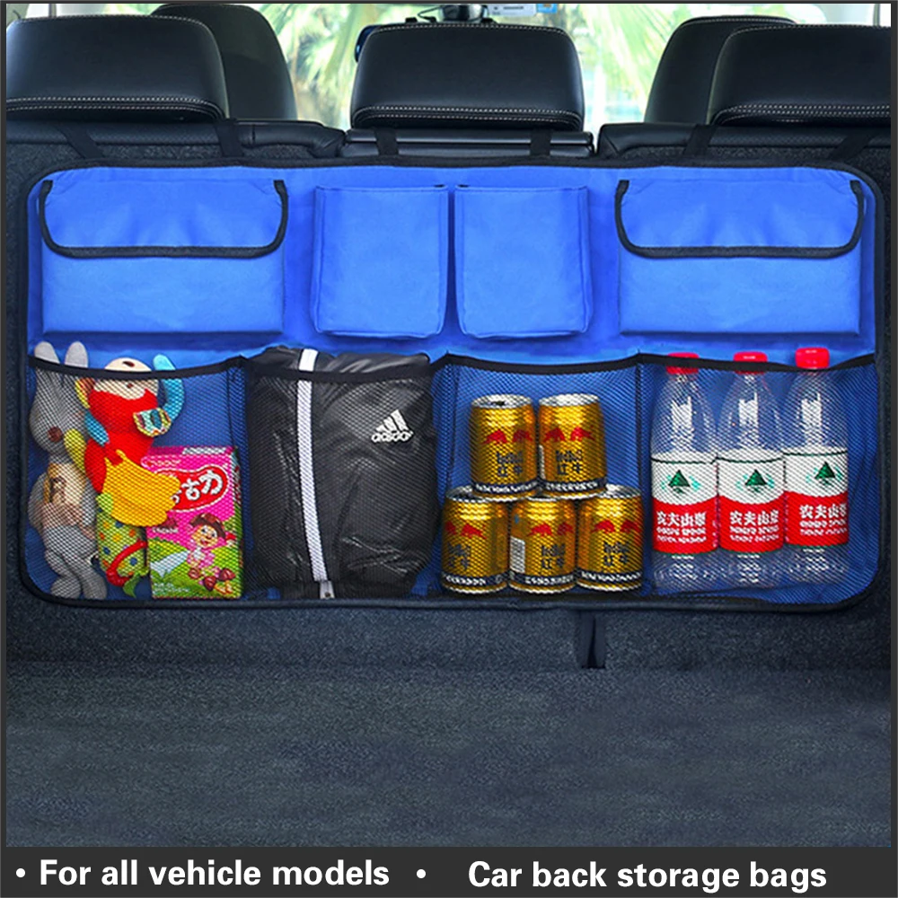 

IIOHOII Car Trunk Back Seat Organizer Bag SUV Net Mesh Storage Stowing Tidying Folding Pockets Trash Car Bags In Car Accessories