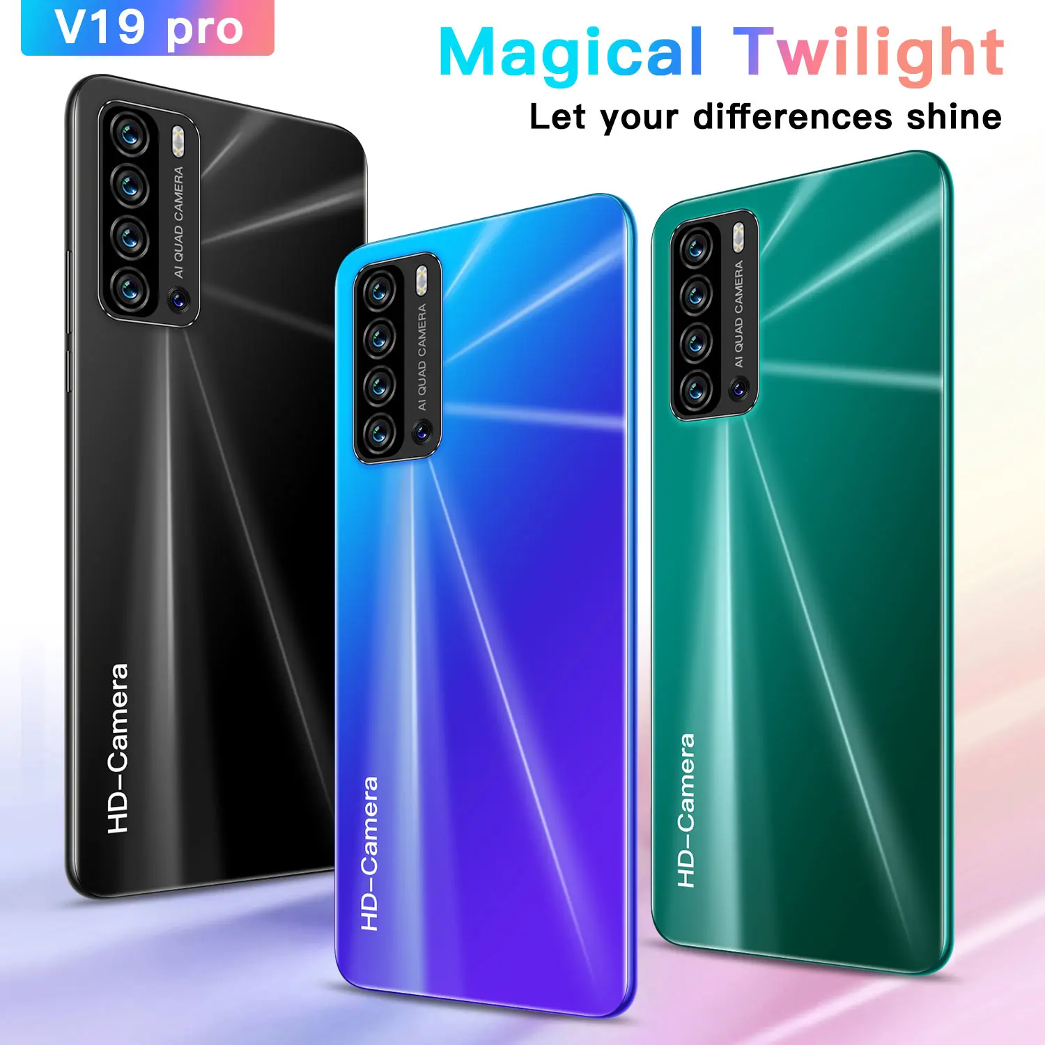 

Smart Phone V19 Pro 7.3 Inch HD Full Screen Celular 4G 5G Fingerprint Network Android 8GB 512GB 5600mAh Dual Sim Card Cellphones