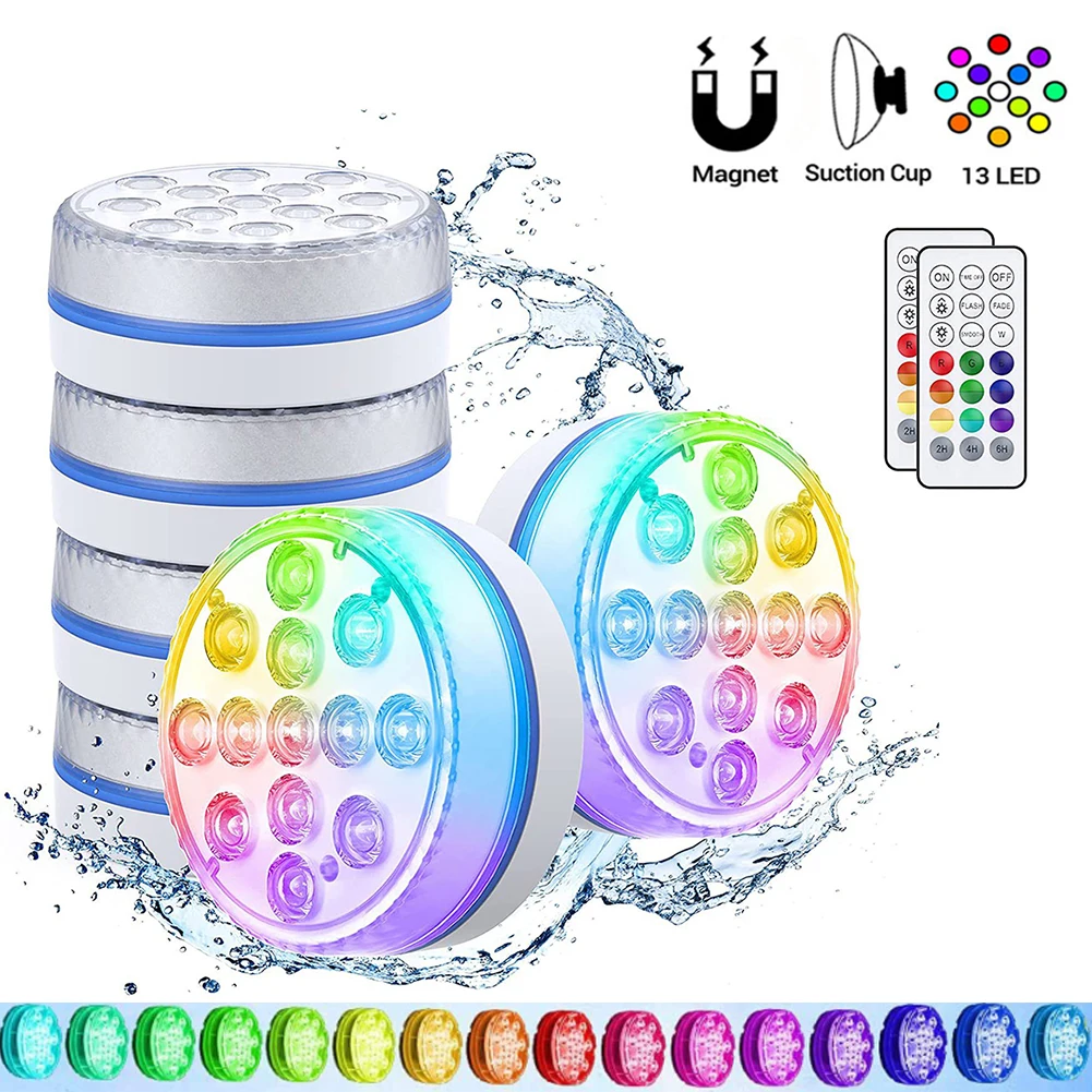 

Погружной светодиодный светильник для бассейна, 13 светодиосветодиодный с дистанционным управлением, водонепроницаемое освещение для пруд...