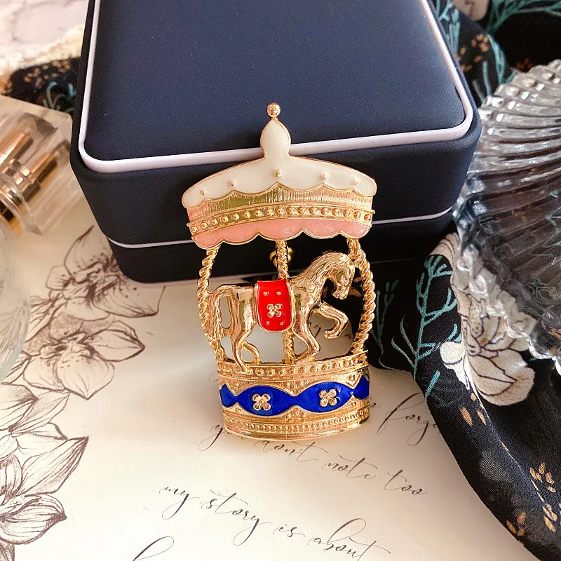 Женская Брошь на воротник разноцветная брошь с цирконом жемчугом замком каретой