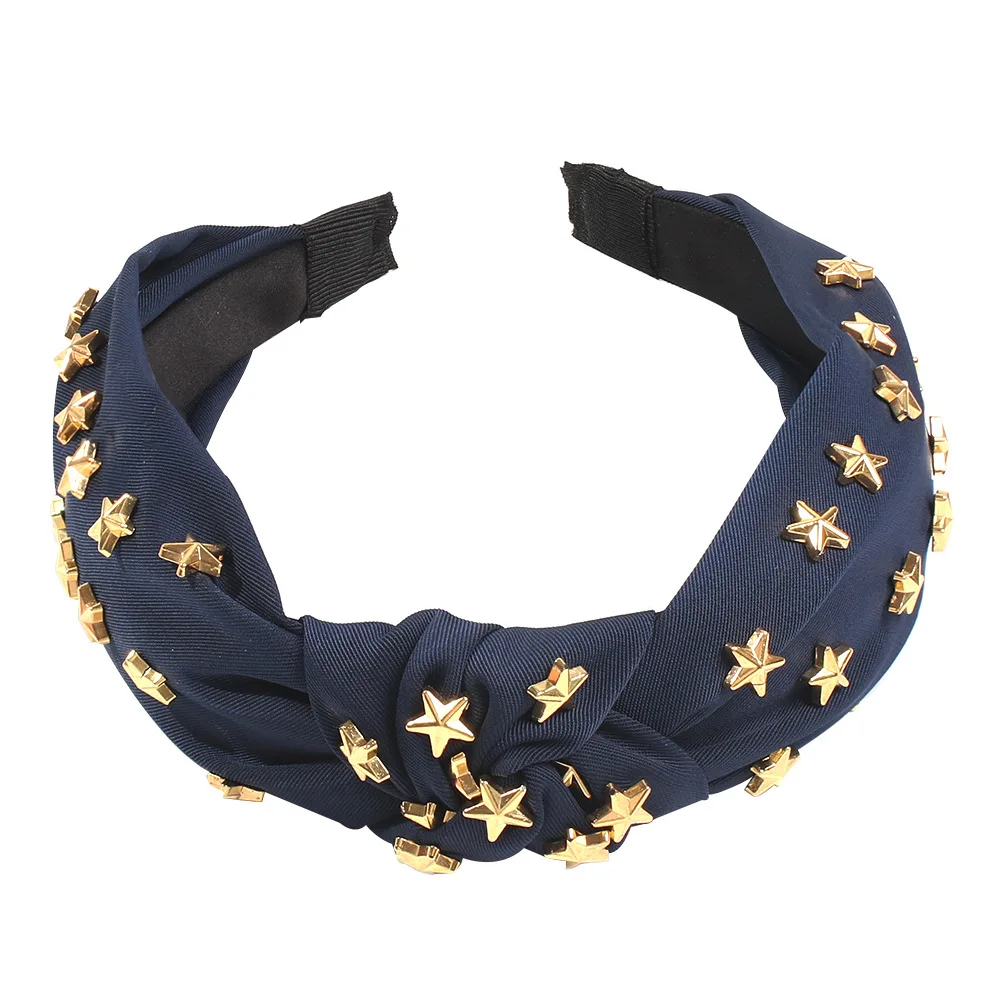 Модная повязка на голову для Для женщин широкий Простые сотканные металлическая