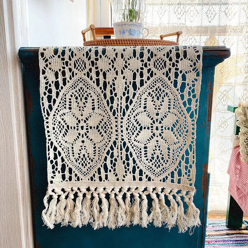 

Бежевая вязаная крючком скатерть с кисточками из хлопка свадебный Декор полые скатерти в скандинавском стиле Романтика скатерть для стола ...