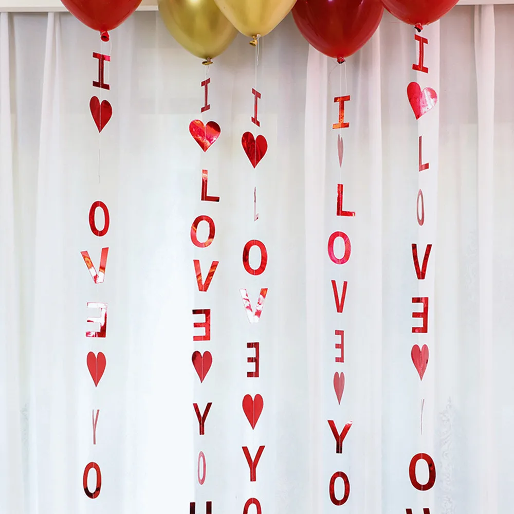

Красное золото сердце украшения Шторы я люблю тебя День Святого Валентина признание Свадьба День рождения Свадьба Декор комнаты поставки