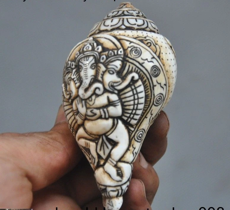 Тибетский ракушка 3 головы 1000 руки слон рошала гудок статуя Будды | Дом и сад
