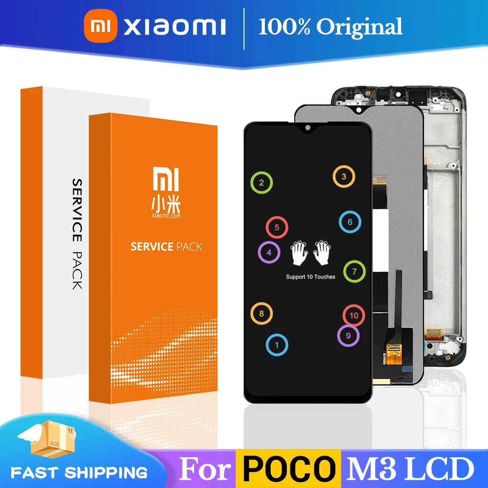 

6,53 "Оригинальный ЖК-дисплей для XIAOMI MI POCO M3, дигитайзер сенсорного экрана для Xiaomi Redmi 9T LCD M2010J19CG, запасные части