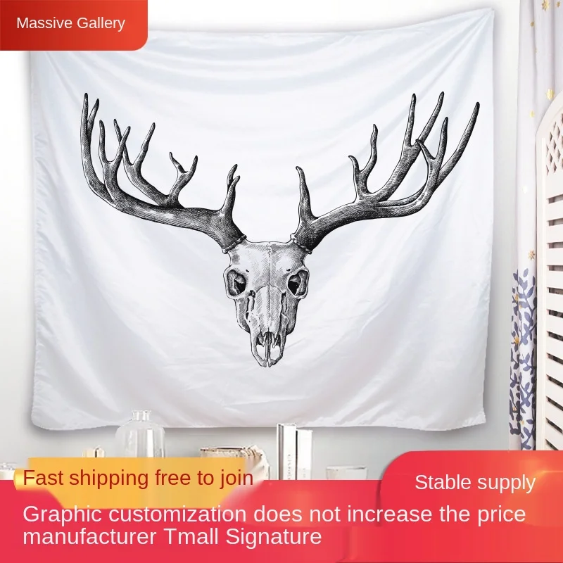 

New Style Deer Head Background Cloth Fashion Household Atmosphere Decoration Products Nordic Style Living Room Bedroom Tapestry