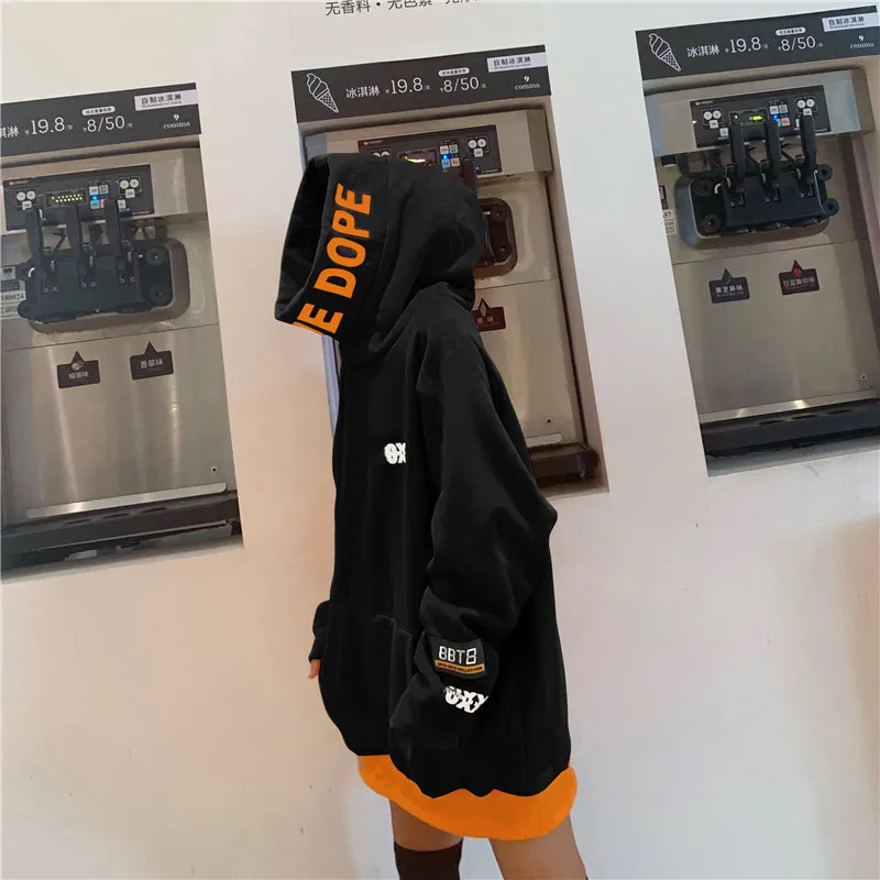 

Oversized Hoodie Women 2019 Fall Winter New Thick Warm Harakuju BF Sweatshirt Women Korean Chic Orange Turleneck Loose Pullovers