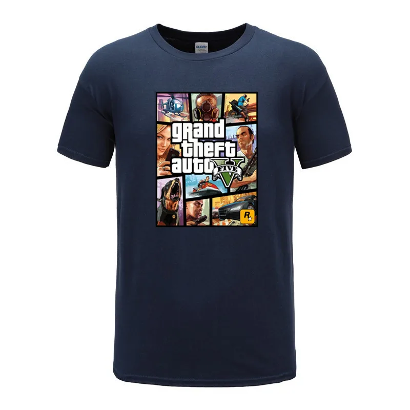 2021 Модные мужские летние футболки с принтом Grand Theft Auto Game GTA 5 крутая Мужская