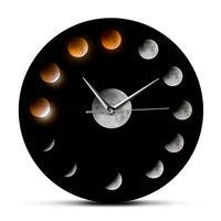 series of total lunar eclipse moon phases wall clock outer space lunar cycle home decor clock super moon in the sky clock