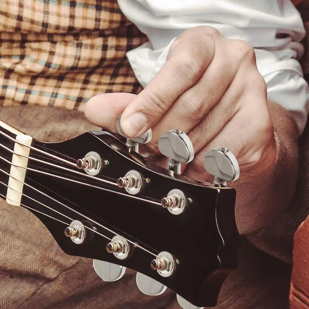 Kmise Acoustic Guitar Tuning Pegs 22.5mm*23.7mm*23.5mm 3L3R 18:1 Metal Closed Chrome 10mm Tuner Hole Parts&ampAccessories | Спорт и