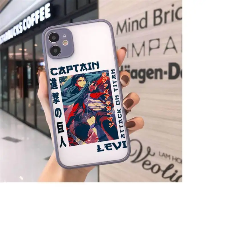 

Attack On Titan Japanese Anime Phone Cases Matte transparent For Gray iPhone 12 Mini 11 Pro XR XS Max 7 8 Plus X Back Cover