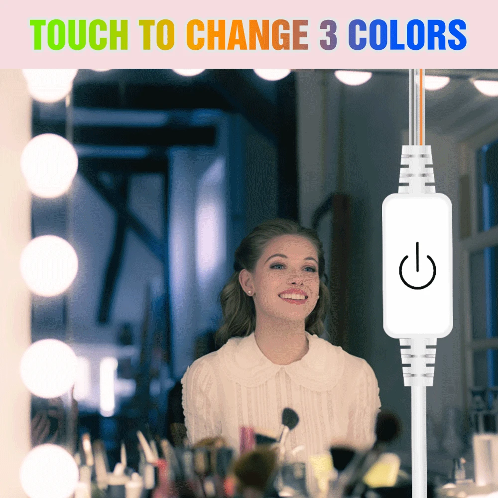 

3 Colors LED Makeup Mirror Light Bulbs Hollywood Dressing Table Lamp Vanity Mirror Lights USB 5V Bedroom Vanity Fill Light Bulb