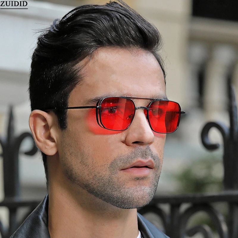 Fashion Punk Sunglasses For Men Red Luxury Square Glasses 2022 Vintage Oculos De Sol Masculino Lunette De Soleil Homme Okulary