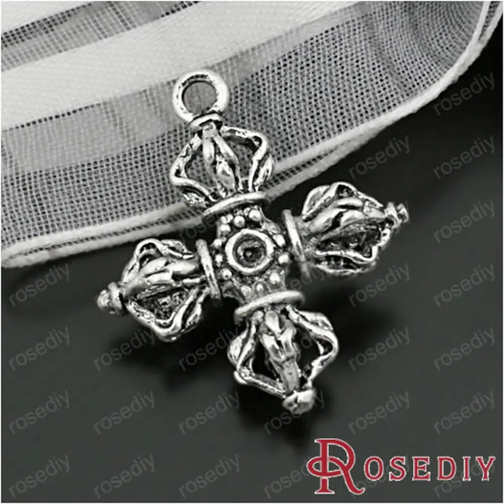 20 шт. античное серебро/12 24 к шампанское золотого цвета 23*20 мм Крест Phurpa Пест Ваджра