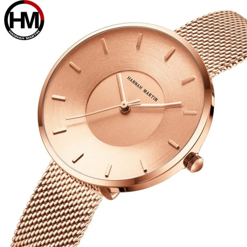 Женские кварцевые наручные часы японский механизм нержавеющая сталь сетка