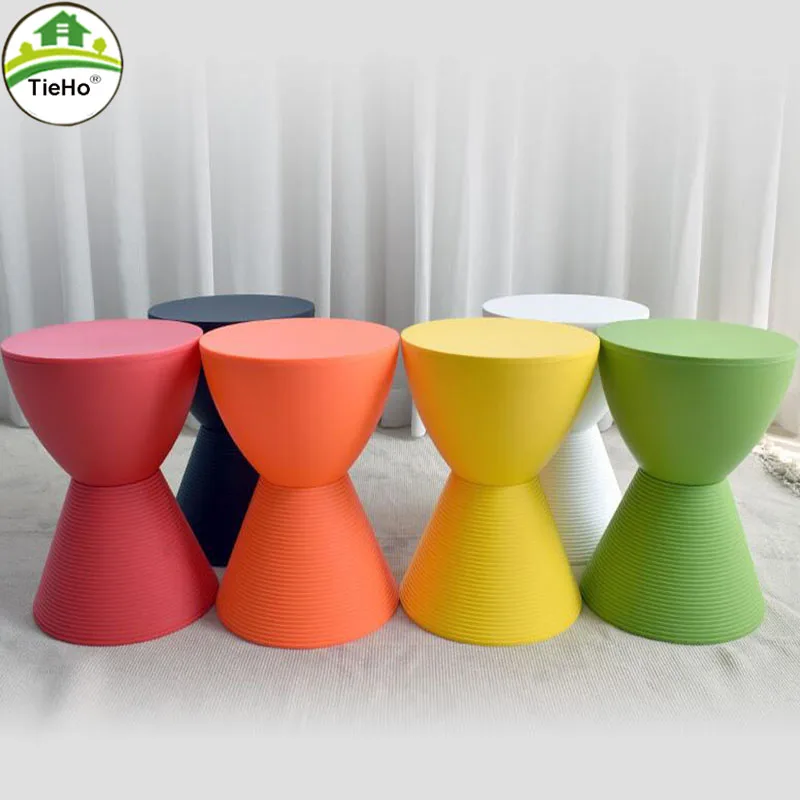 

TieHo Plastic Stool Living Room Modern Casual Nordic Simple Fashion Round Hallway Ottoman Shoe Stool Support Weight 150kg