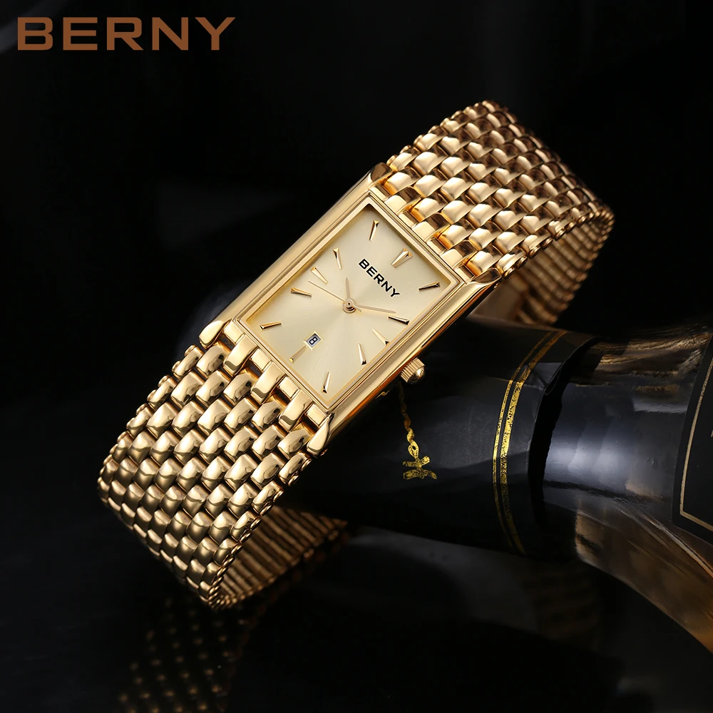 BERNY Luxury Casual Gold Diamond Women Watches 30m Waterproof Stainless Steel Ladies Quartz Wristwatch Gift Relógio Feminino enlarge
