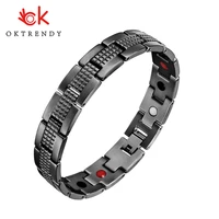 oktrendy men therapeutic energy healing magnetic bracelet black therapy arthritis jewelry fathers day gift new 2020