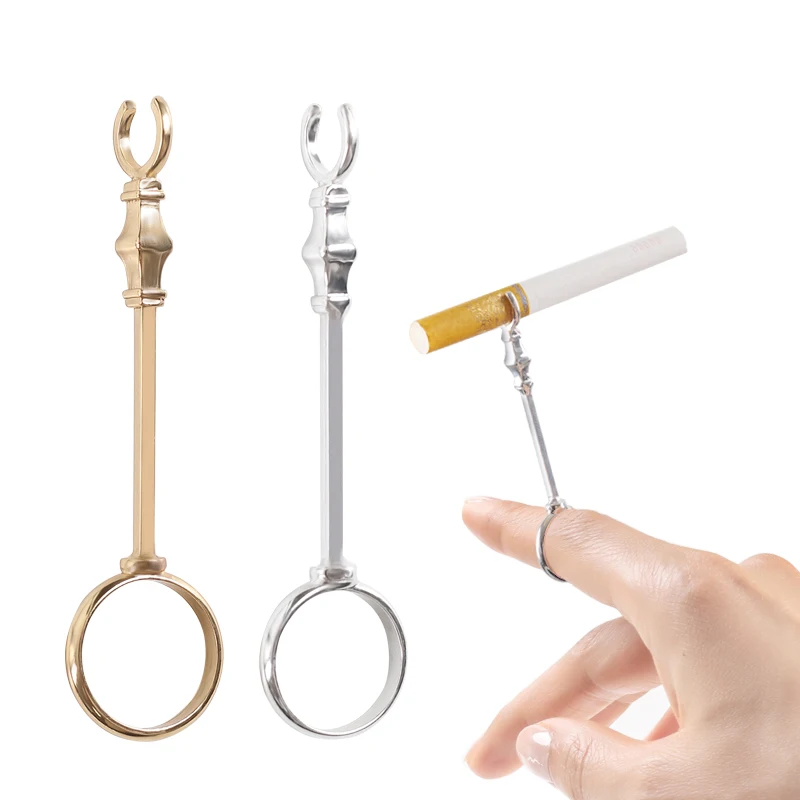 

Sceptre Design Elegant Lady Smoker Cigarette Holder Ring Blunt holder for finger Cigarette Rack With Wood Gift Box c111