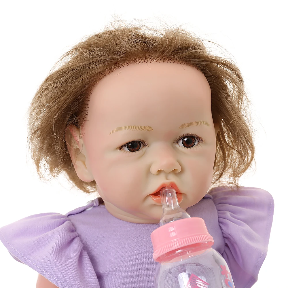55 см Reborn Baby Dolls силиконовые куклы для новорожденных реалистичные с кривым