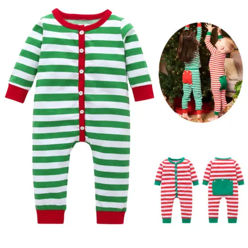 

Носки для новорожденных мальчиков и девочек; Ползунки с рождественским принтом красный/зеленый в полоску пижамы Nigthwear одежда От 0 до 3 лет с у...