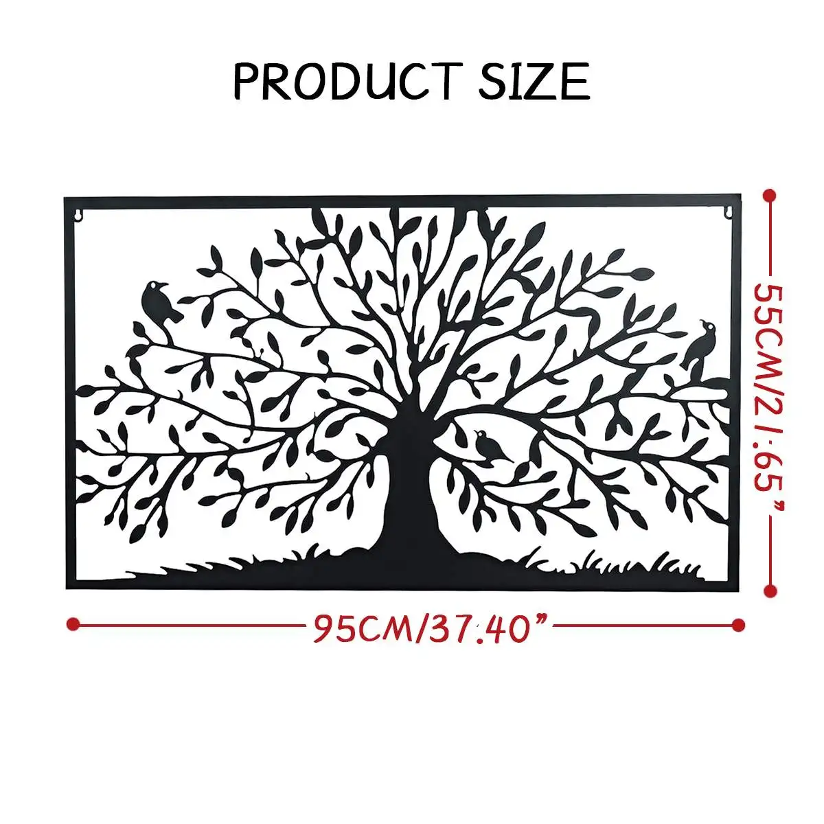 

3D Rectangular Tree of Life Wall Hanging Iron Metal Fortune-Tree Home Decorations Hallway & Living Room Wall Art Wall Stickers
