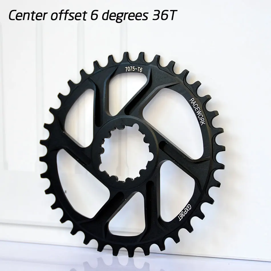 6 degrees 36T Freies deliv RACEWORK Fahrrad Kettenblatt 32 34 36 38t Engen Breite Fahrrad Kettenblatt Pelz GXP XX1 XO CNC AL7075 kurbelFahrrad - Цвет: 6 degrees 36T