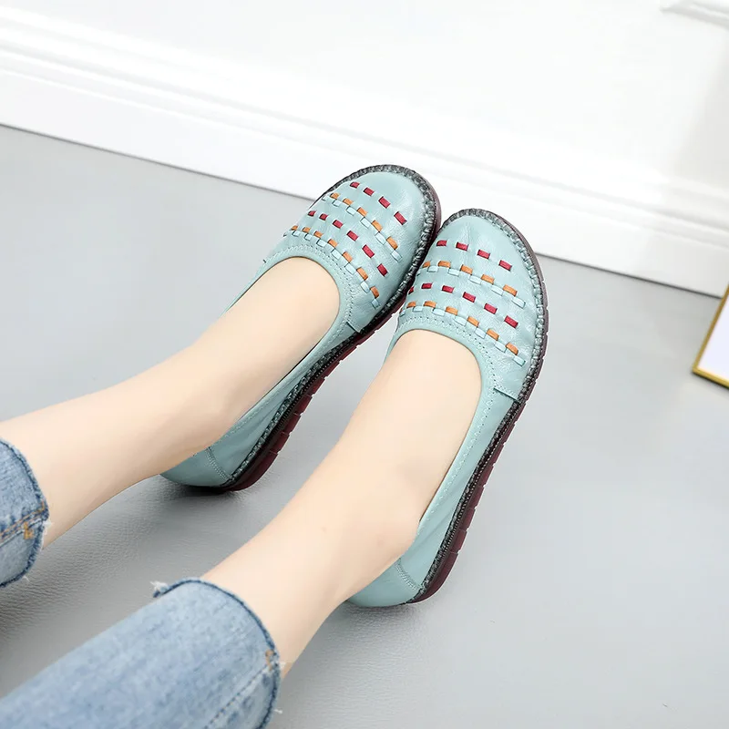 Женские балетки из натуральной кожи MUYANG повседневные лоферы на плоской подошве