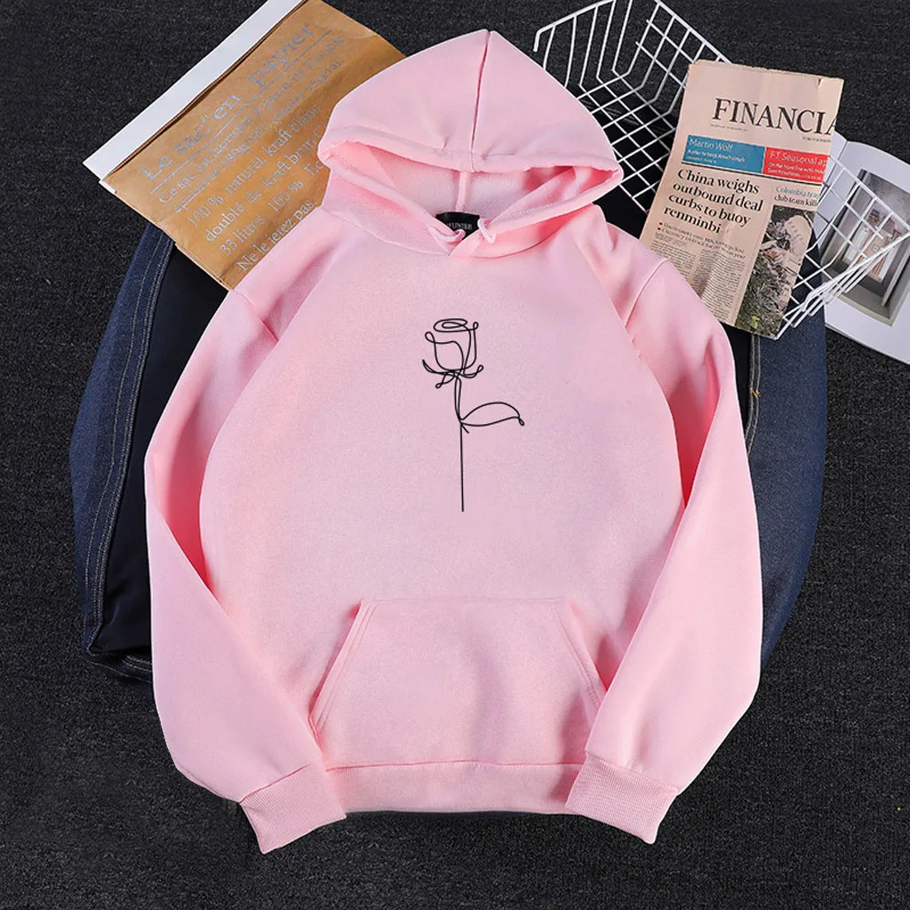 

Fashion Harajuku Winter Hoodie Women Loose Korean Style Sweatshirt Autumn Streetwear Flower Printing Hoodies Pullovers 2021#LL
